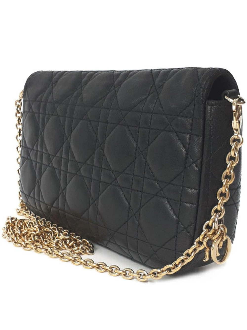 Dior quilted Christian leather Chain  black lambskin Crossbody Miss Bag Black